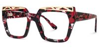 Fabianne - Square Red/Tortoise Eyeglasses | Vooglam Front View