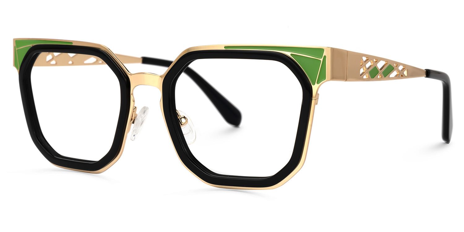 Adelia - Geometric Black Eyeglasses | Vooglam Front View