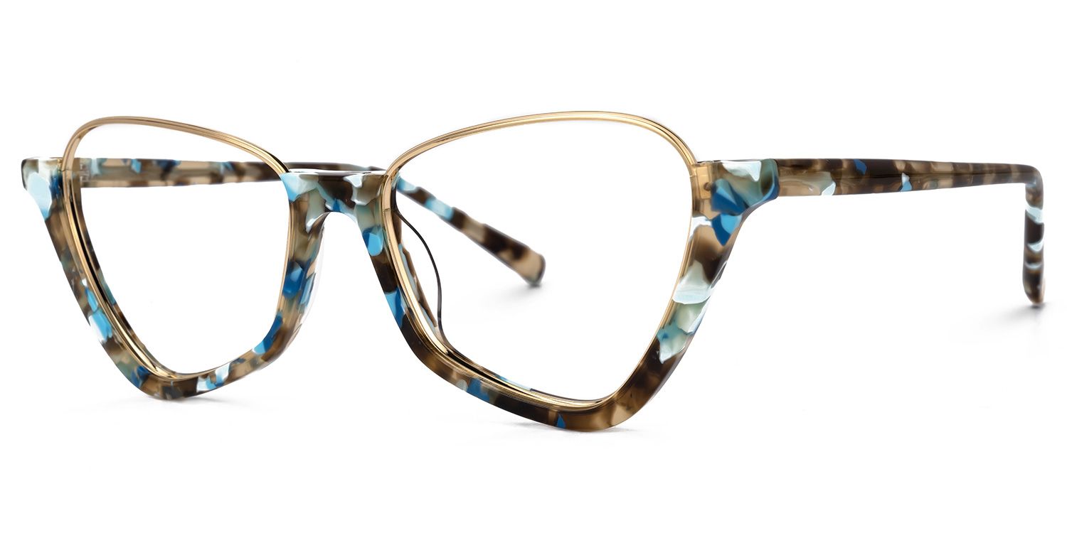 Adelio - Geometric Blue/Tortoise Eyeglasses | Vooglam Front View