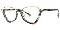 Adelio - Geometric Blue/Tortoise Eyeglasses | Vooglam Front View