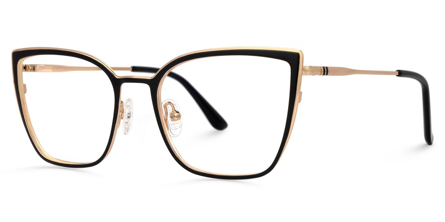 Adeliza - Rectangle Black Eyeglasses | Vooglam Front View