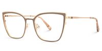 Adeliza - Rectangle Brown Eyeglasses | Vooglam Front View