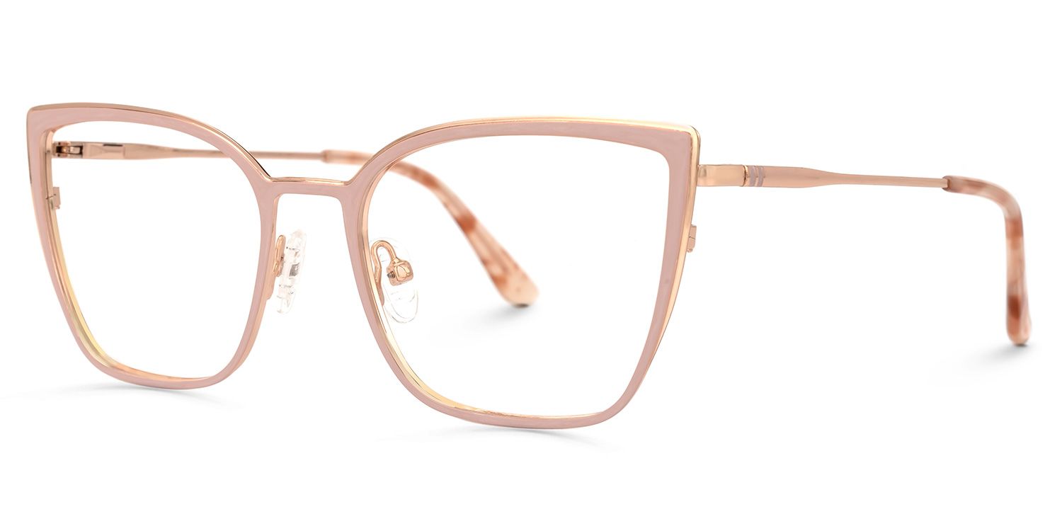 Adeliza - Rectangle Pink Eyeglasses | Vooglam Front View
