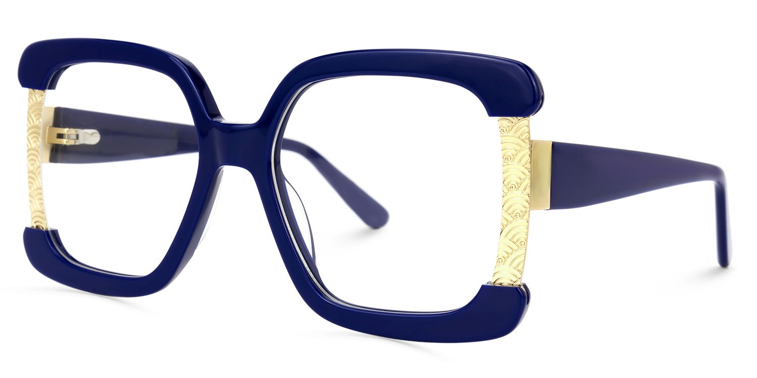 Adelphie - Square Blue Eyeglasses | Vooglam Front View