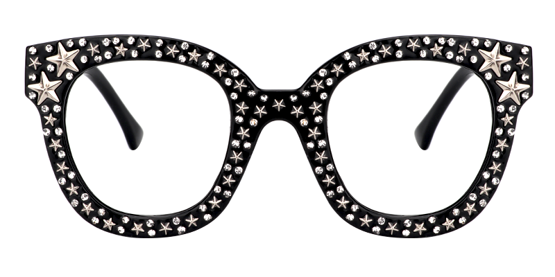 Shiny Round Black Eyeglasses  ▏Vooglam Front View