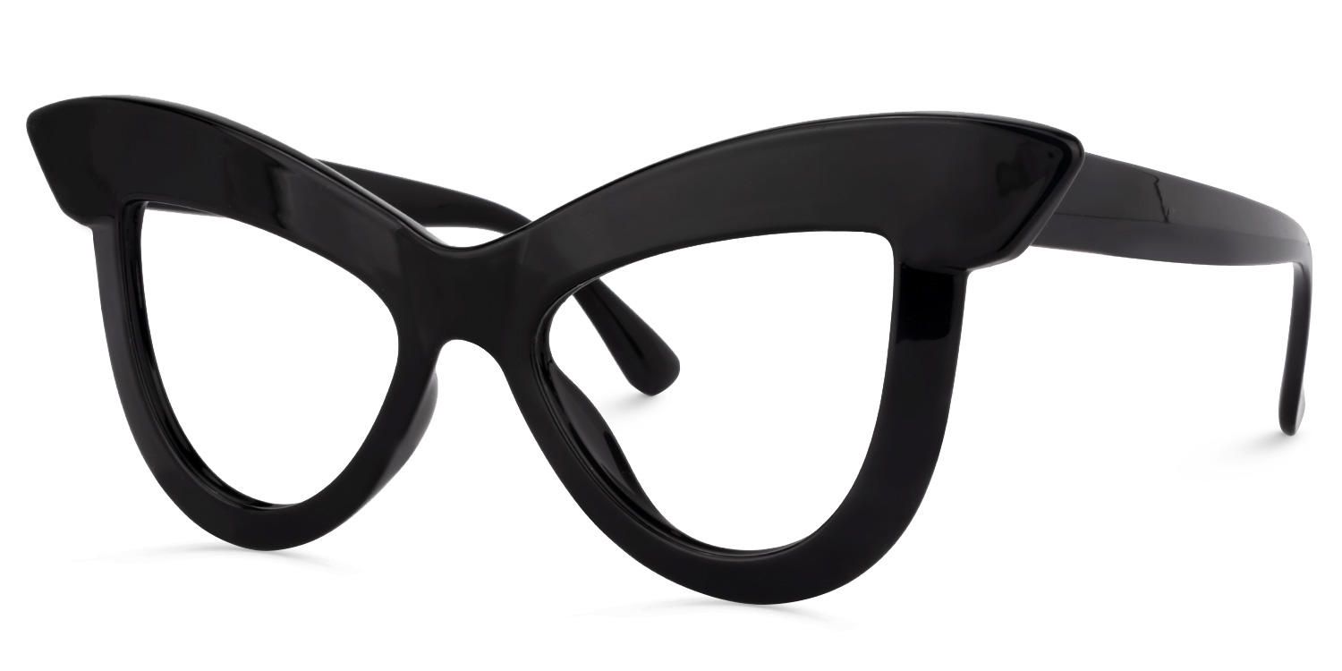 Cat Eye Black Eyeglasses by Vooglam.com - Front View