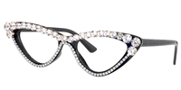 Stylish Black Cat Eye Glasses with Rhinestones Side View