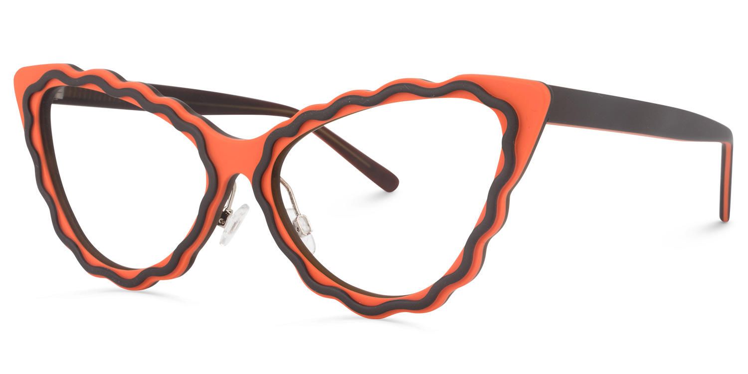 Cat Eye Orange Eyeglasses by Vooglam.com - Front View