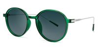 Round Dark/Green Sunglasses | Vooglam.com Front View