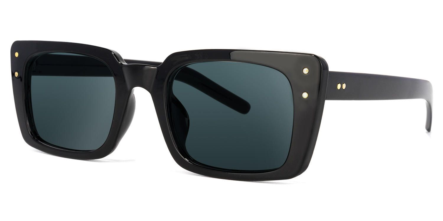 Rectangle Black Sunglasses | Vooglam.com Front View