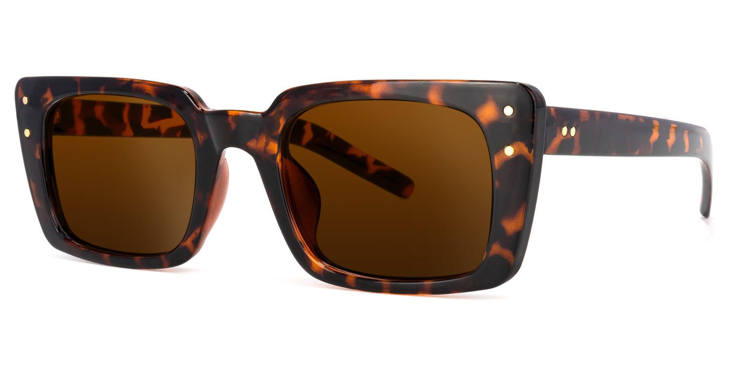 Rectangle Tortoise Sunglasses | Vooglam.com Front View