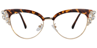 Stylish Tortoise Crystal Browline Glasses Angle View
