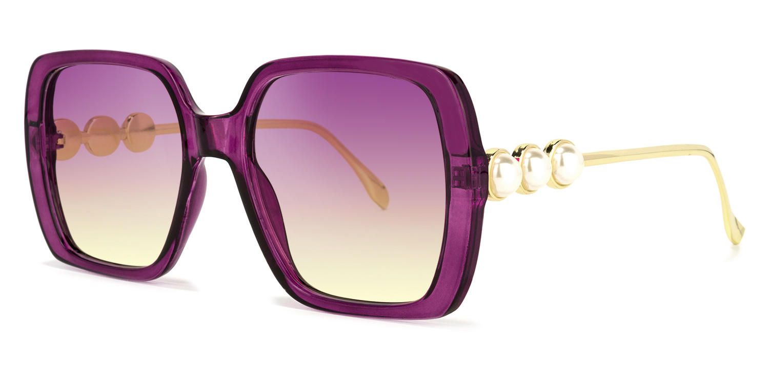 Square Purple Sunglasses | Vooglam.com Front View