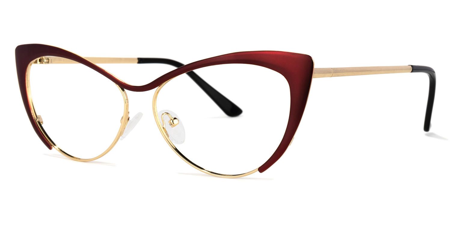 Annabelle - Cat Eye Red Eyeglasses | Vooglam Front View