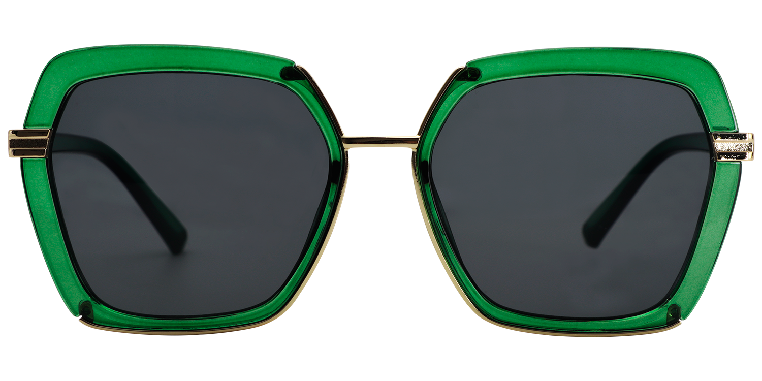Oversized Geometric Dark/Green Sunglasses│Vooglam Sunglasses Online Product Details 1