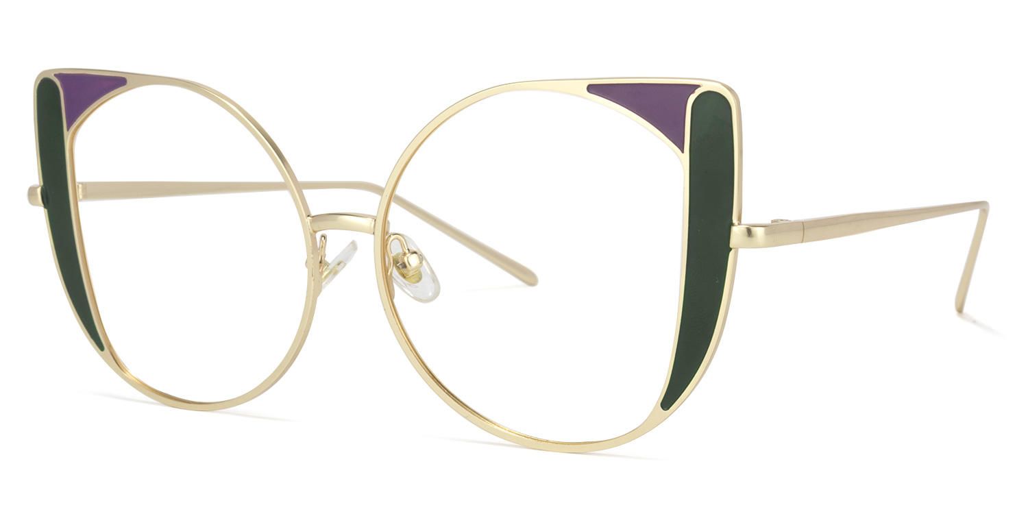 Cat Eye Dark/Green Eyeglasses | Vooglam.com Front View