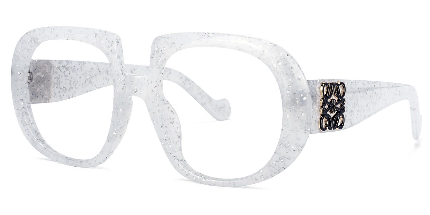 Geometric White Eyeglasses | Vooglam.com Front View
