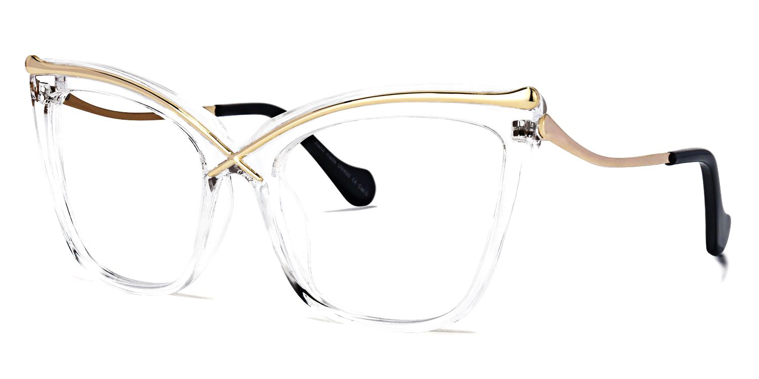 Cat Eye Crystal Eyeglasses | Vooglam.com Front View