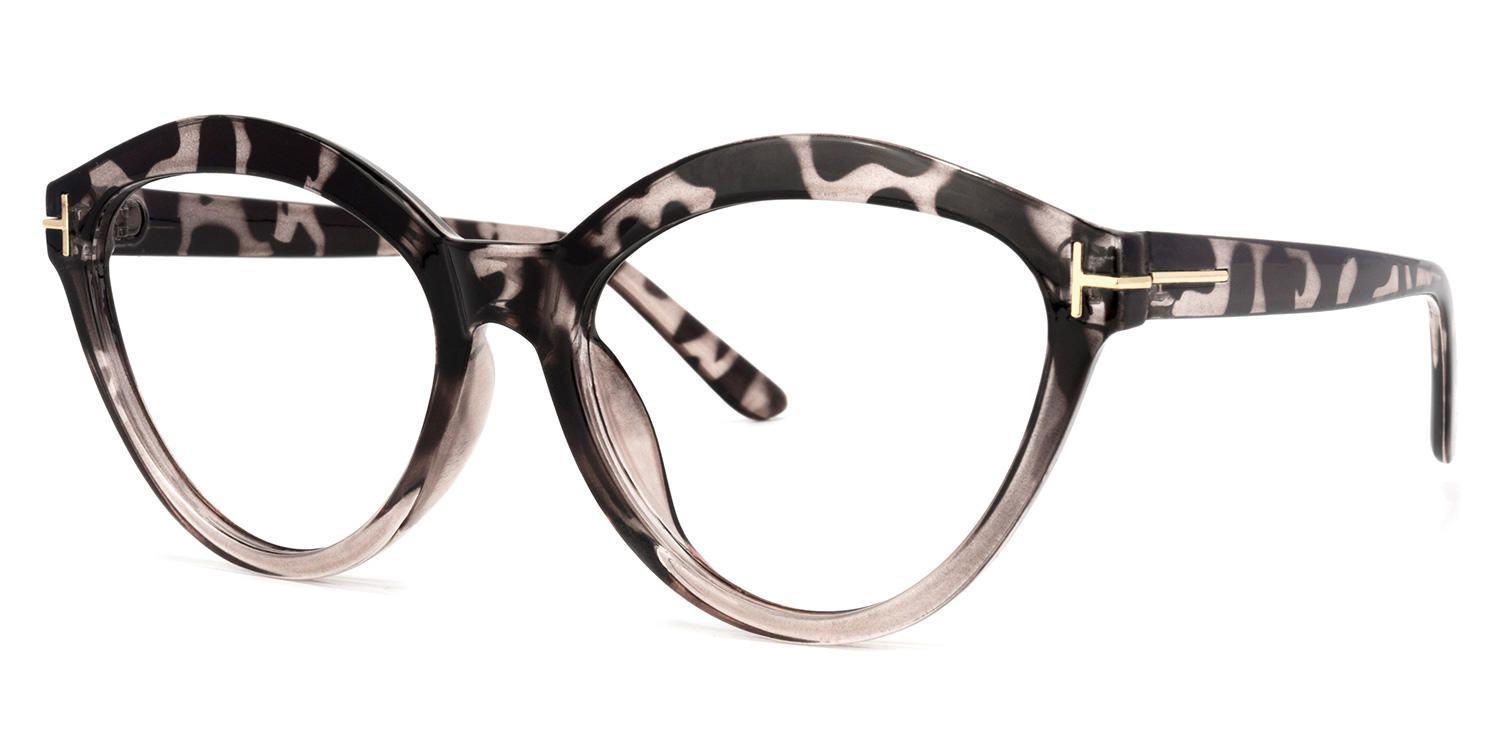 Cat Eye Grey/Tortoise Eyeglasses | Vooglam.com Front View