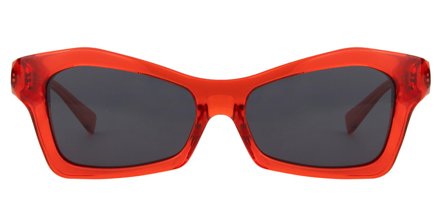 Translucent Geometric Red Sunglasses│Vooglam Sunglasses Online Angle View