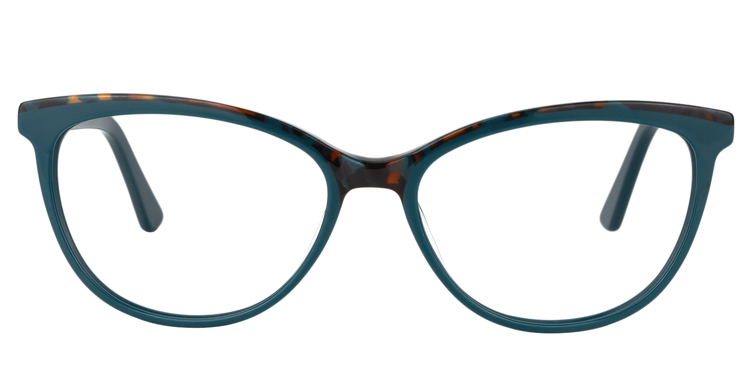 Classic Oval Peacock/Green Eyeglasses│Vooglam Optical Glasses Front View