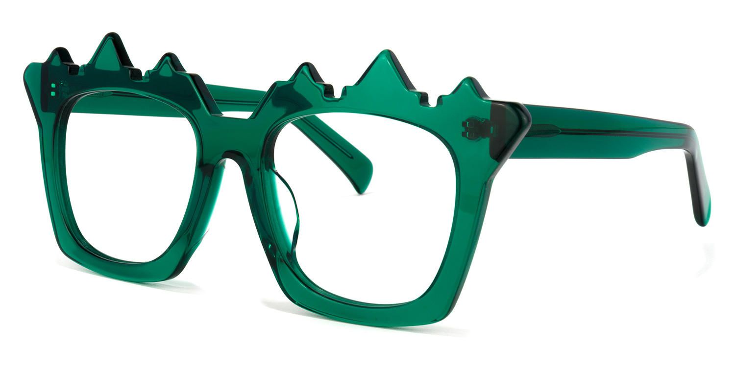 Geometric Dark/Green Eyeglasses | Vooglam.com Front View