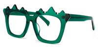 Geometric Dark/Green Eyeglasses | Vooglam.com Front View