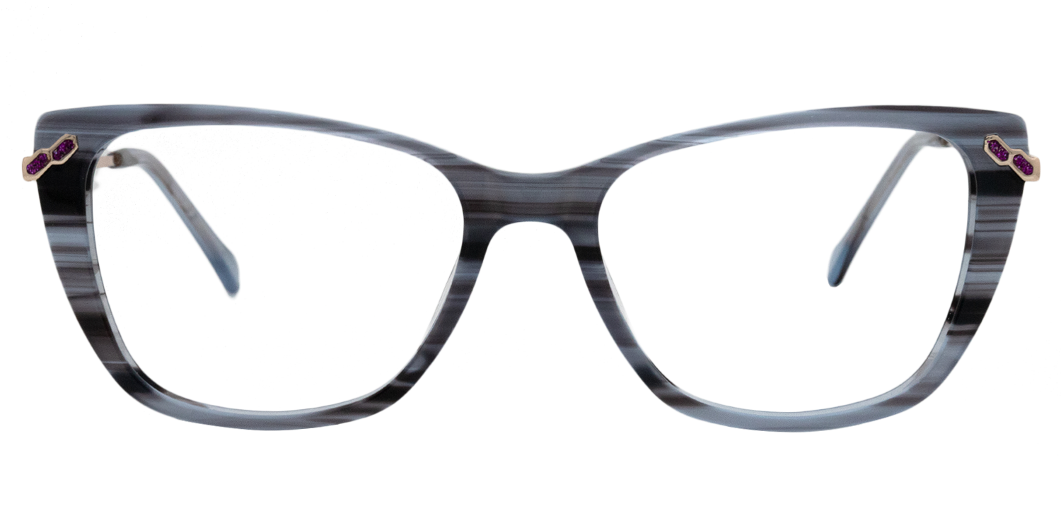 Monica Rectangle Blue/Floral Eyeglasses - 2
