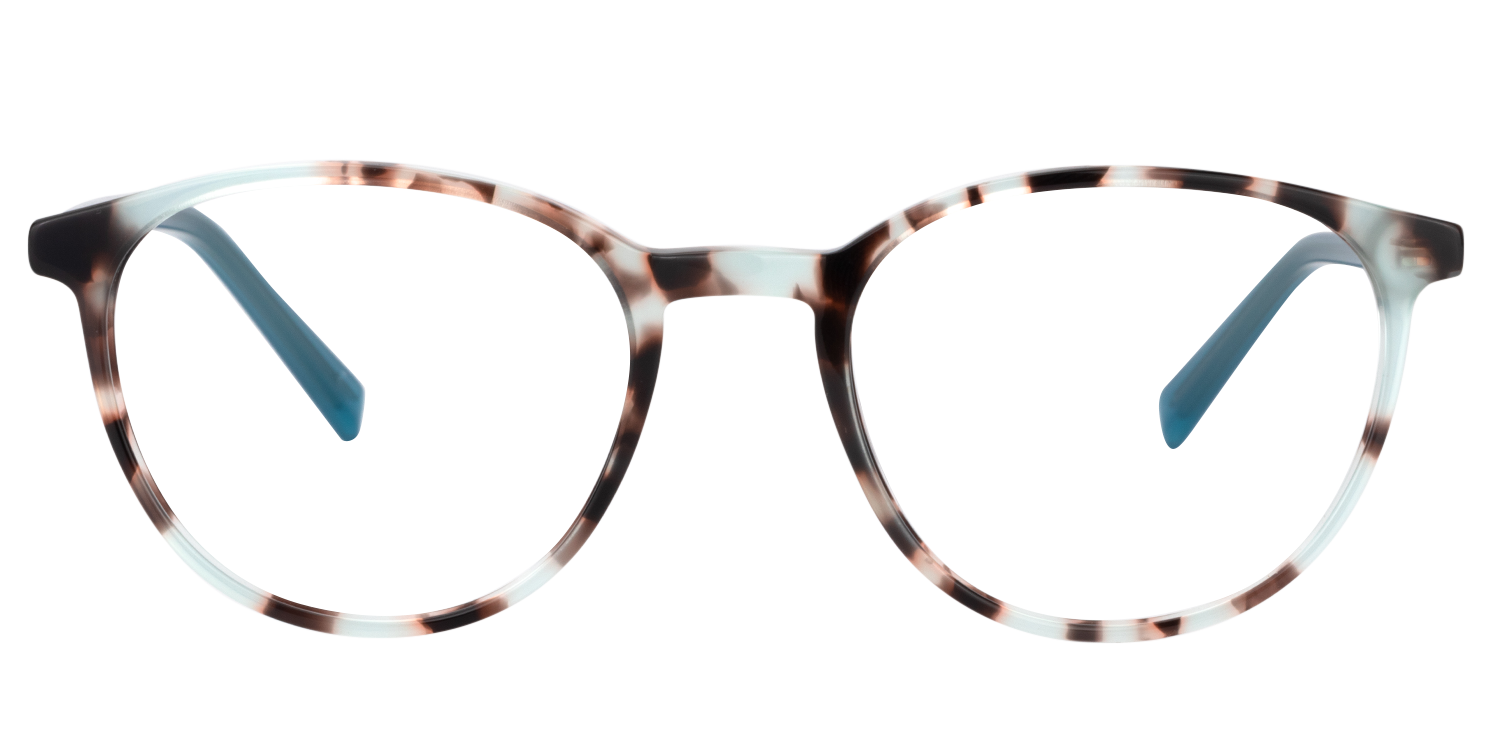 Decent Oval Blue/Pattern Eyeglasses│Vooglam Optical Glasses Front View