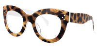 Oval Yellow/Leopard Eyeglasses | Vooglam.com Front View