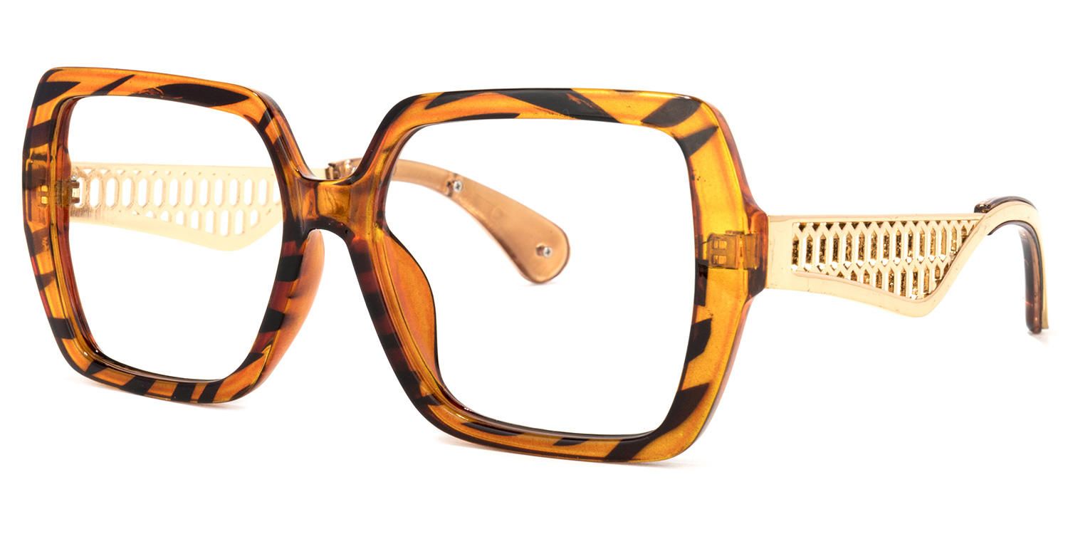 Square Tiger/Pattern Eyeglasses | Vooglam.com Front View