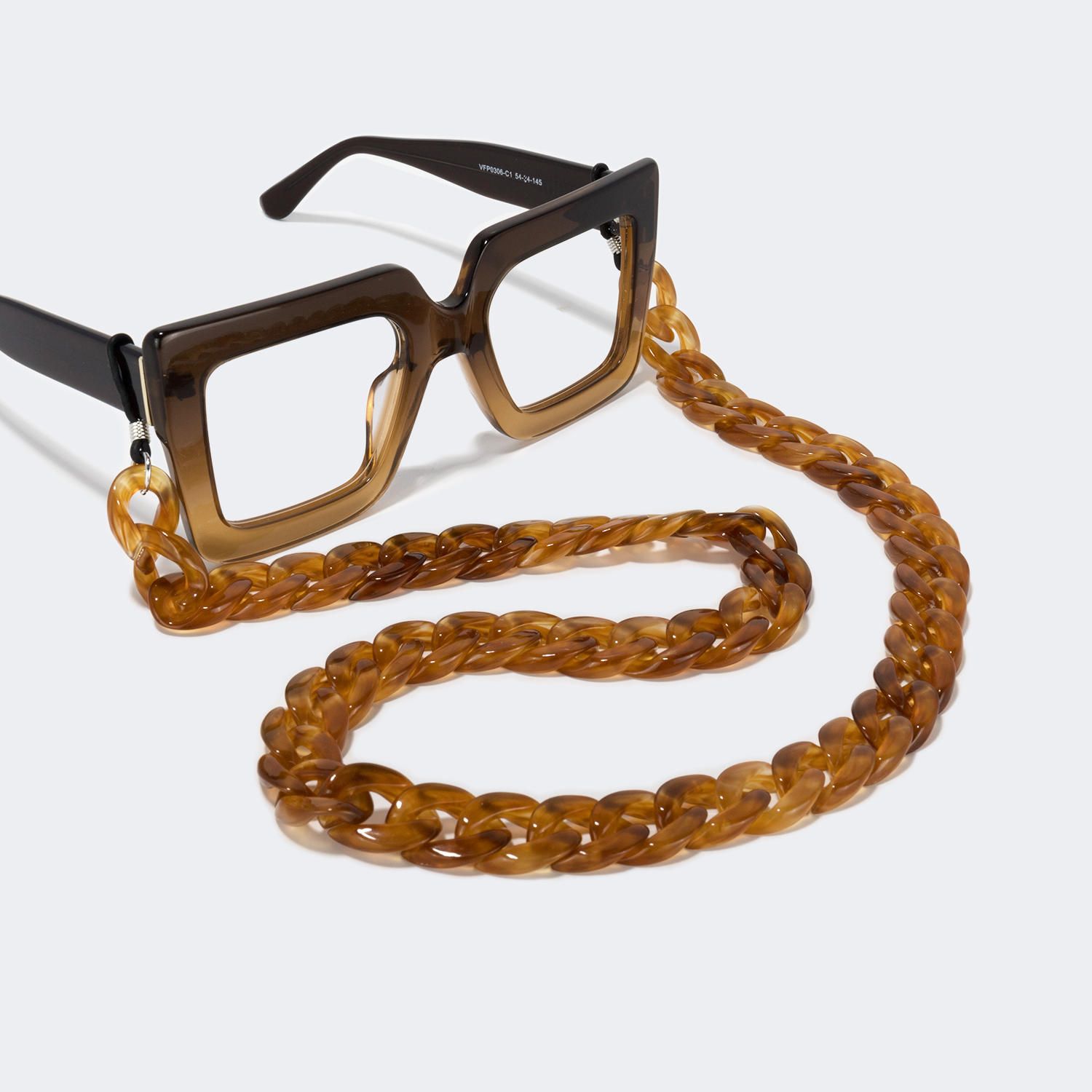 Twist Link Dark/Tortoise Glasses Chains | Vooglam.com Angle View