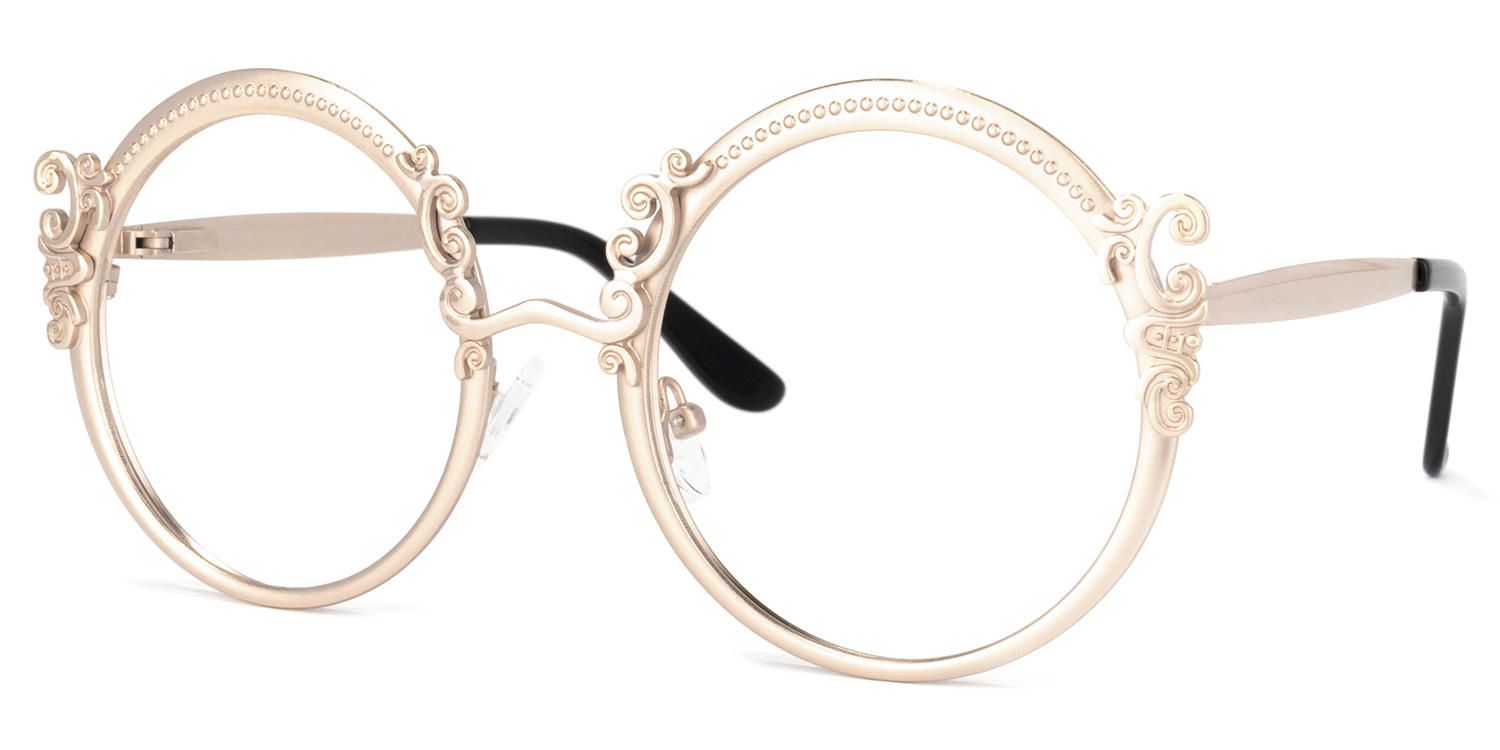Norene Vintage Round Glasses with Elegant Filigree Design Front View