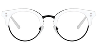 Browline White Eyeglasses | Vooglam.com Angle View