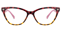 Rectangle Red/Floral Eyeglasses | Vooglam.com Angle View