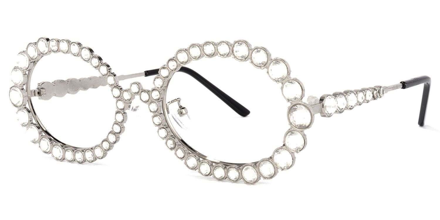 Ingra - Chic Retro-Inspired Glasses with Rhinestones | Vooglam Front View
