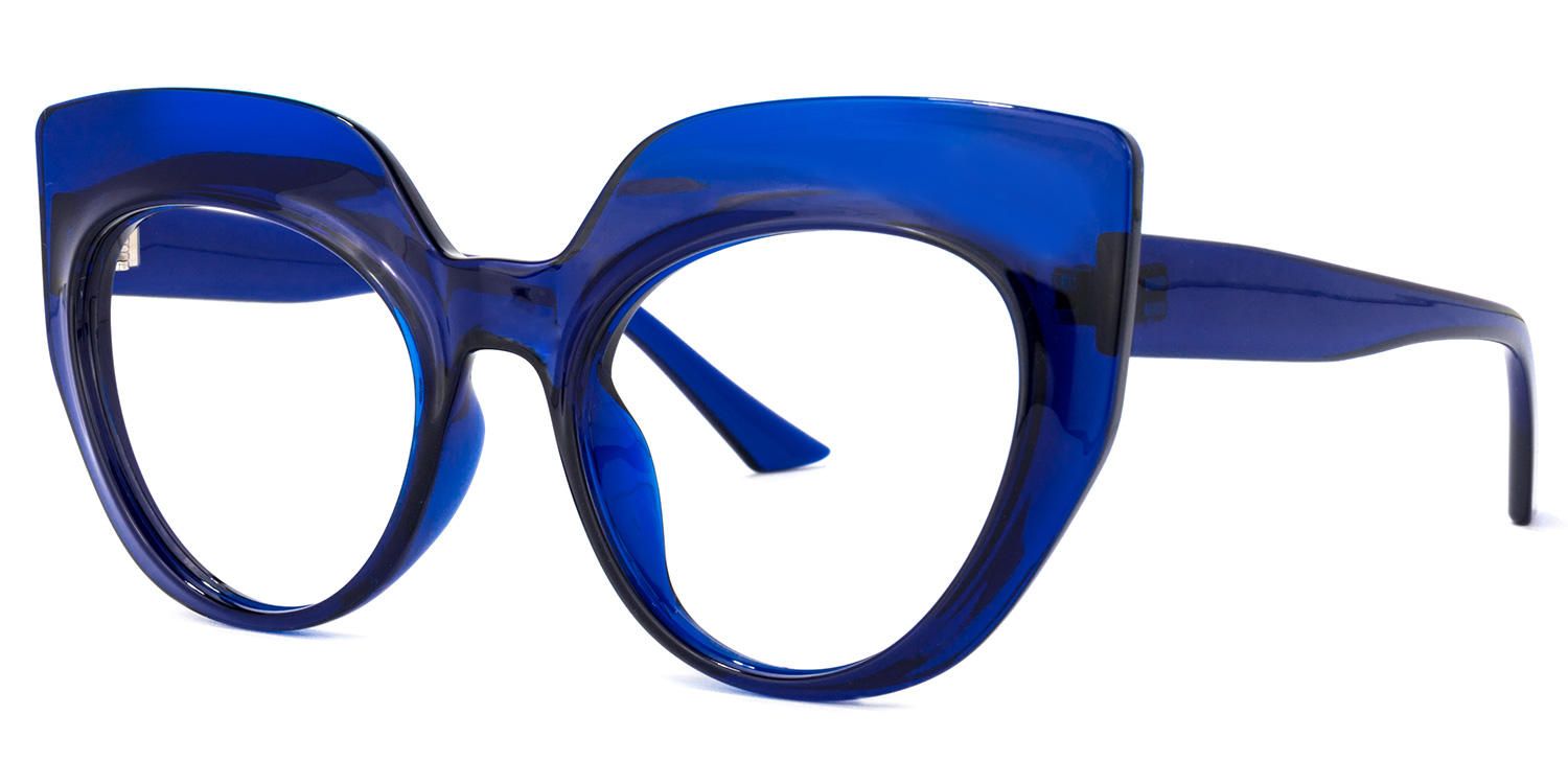Cat Eye Dark/Blue Eyeglasses | Vooglam.com Front View