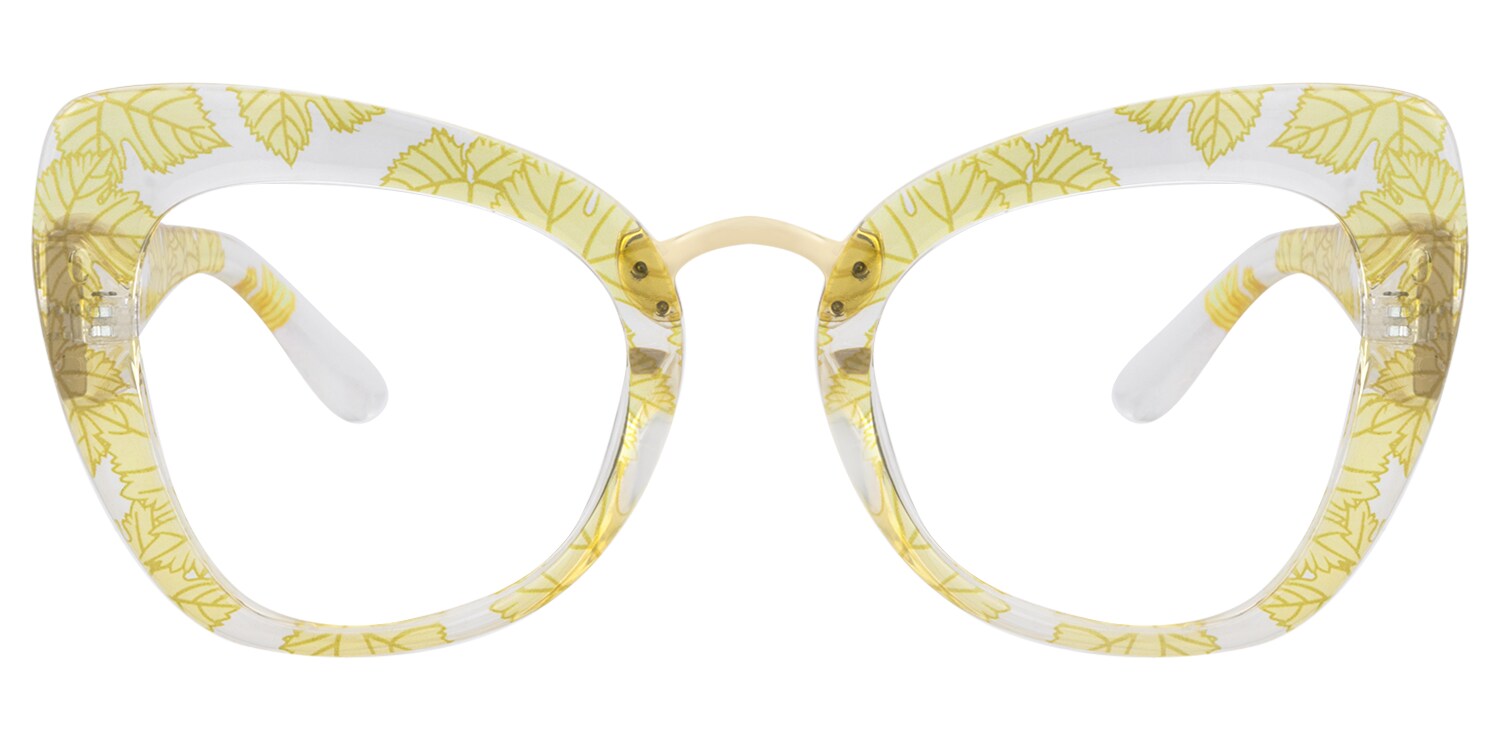 Beverley Cat Eye Yellow/Crystal Eyeglasses Vooglam