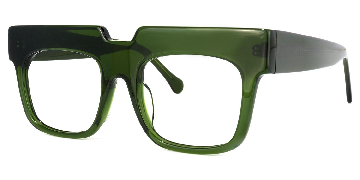Rectangle Dark/Green Eyeglasses | Vooglam.com Front View