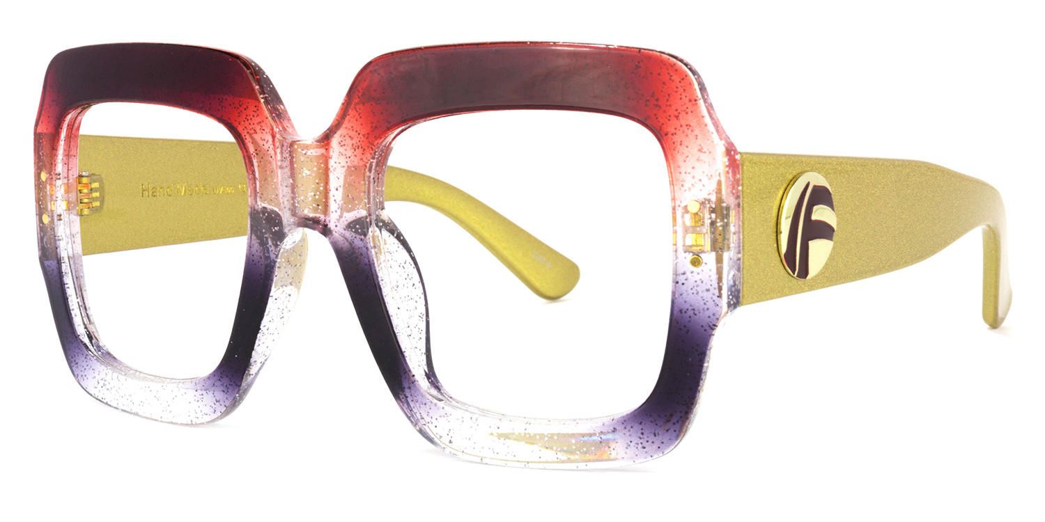 Square Wine/Red Eyeglasses by Vooglam.com - Front View