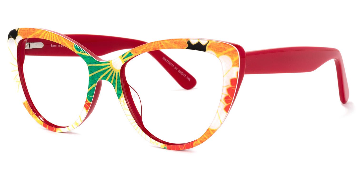 Cat Eye Red Eyeglasses | Vooglam.com Front View