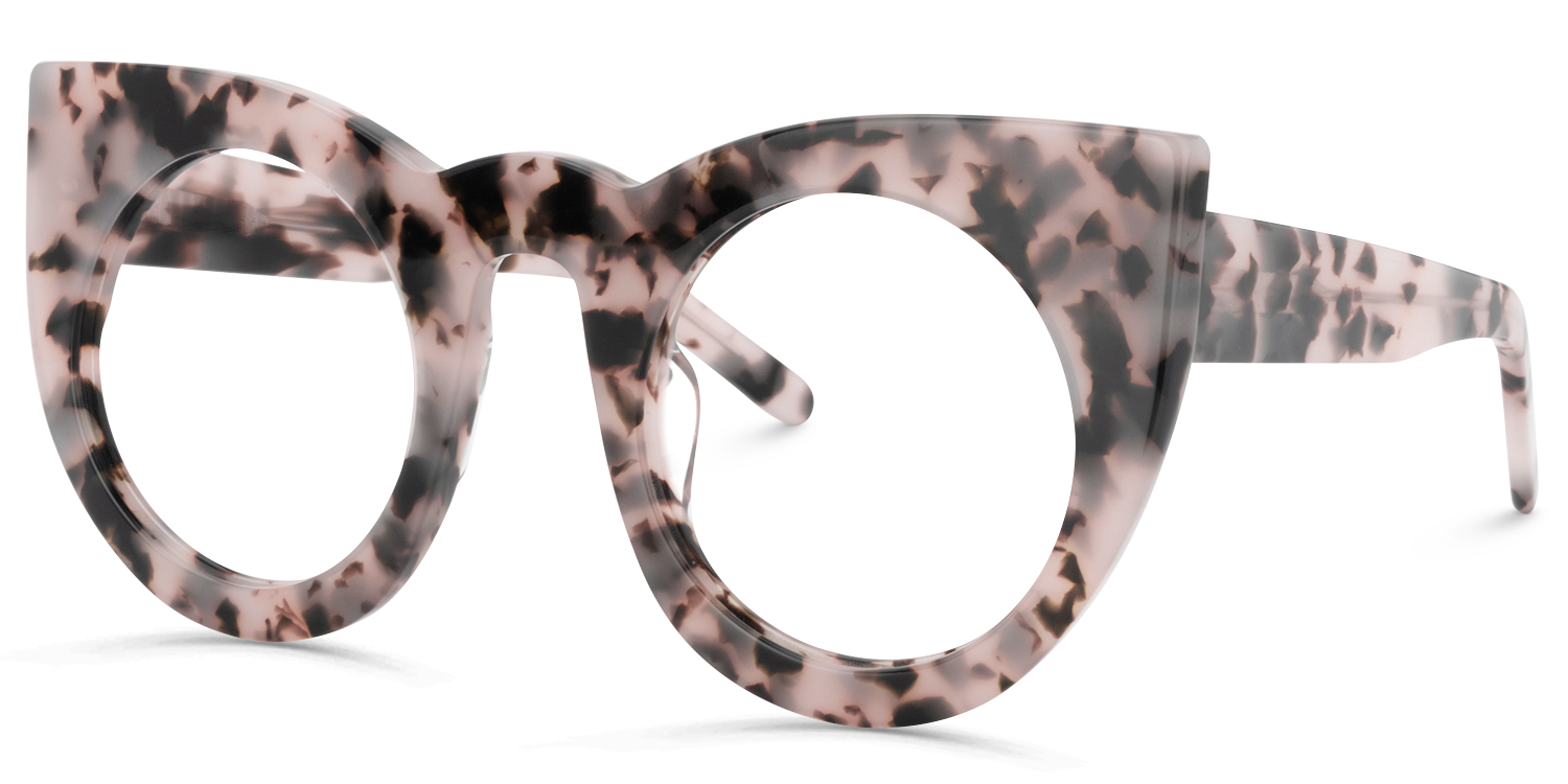 Cat Eye Pink-Tortoise Eyeglasses | Vooglam.com Front View