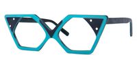 Geometric Peacock/Blue Eyeglasses | Vooglam.com Front View