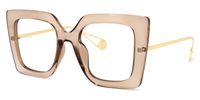 Adrienne - Square Brown Eyeglasses | Vooglam Front View