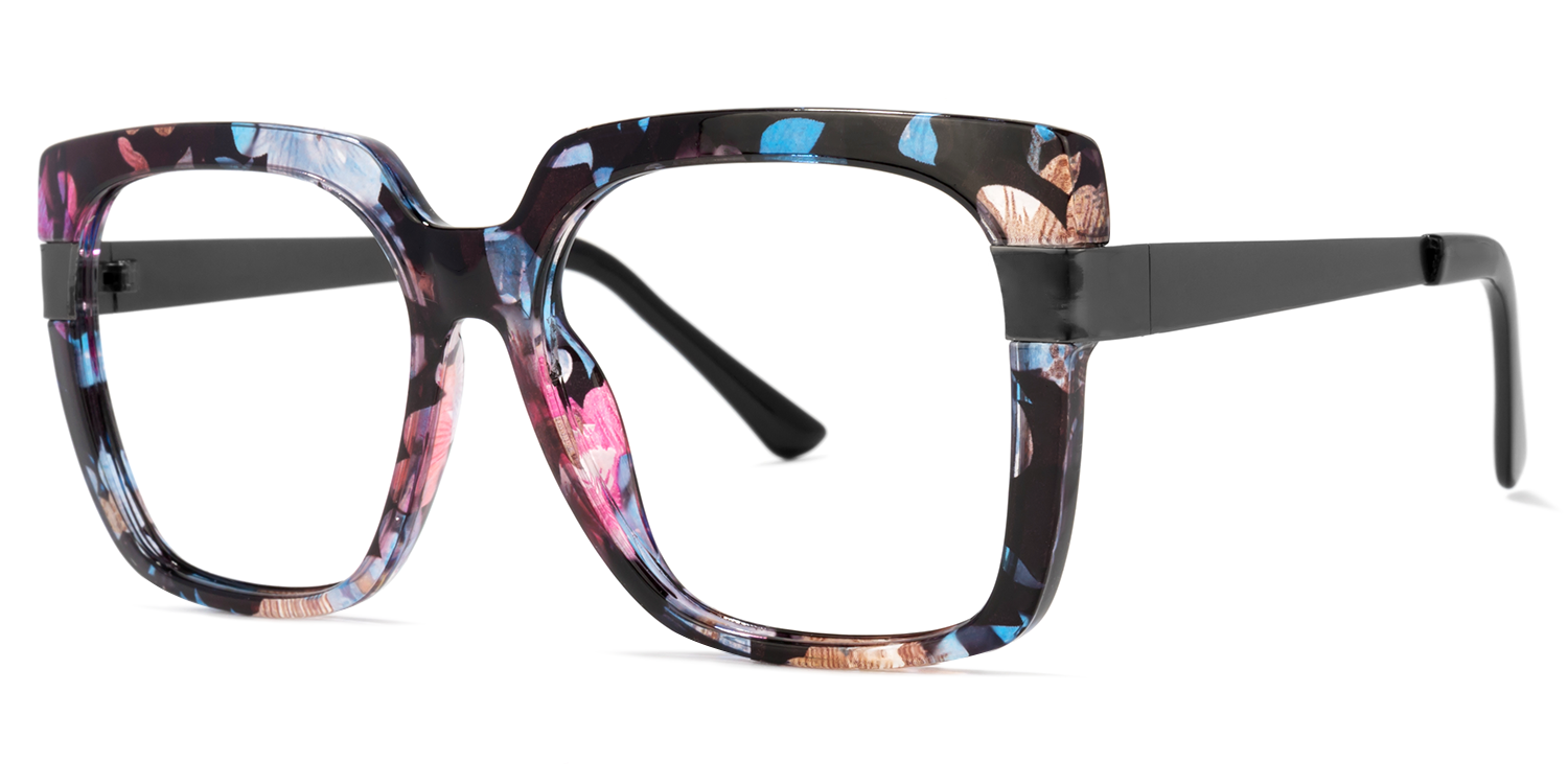Square Floral Eyeglasses | Vooglam.com Front View