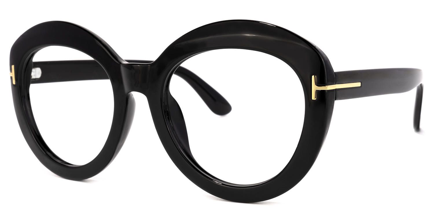 Round Black Eyeglasses by Vooglam.com - Front View