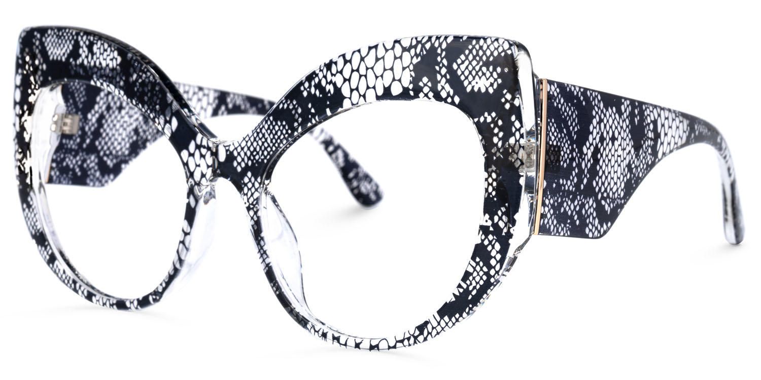 Lace Cat Eye Snake Print Eyeglasses - Front View