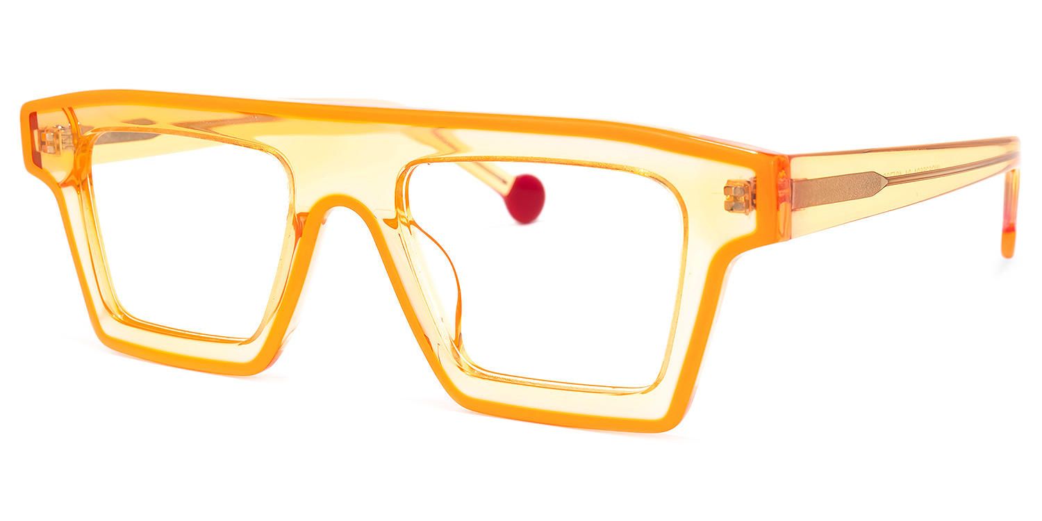 Rectangle Orange Eyeglasses by Vooglam.com - Front View