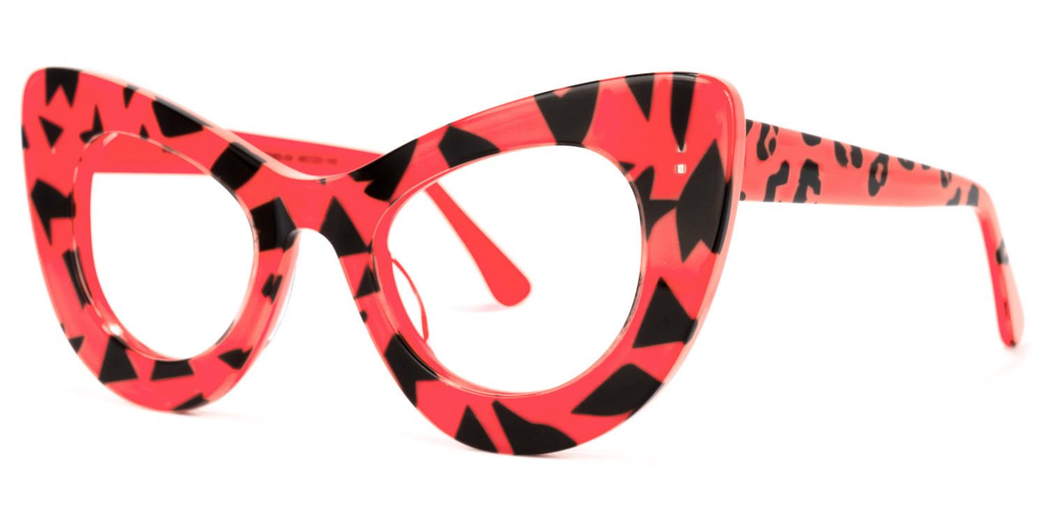 Cat Eye Red/Leopard Eyeglasses | Vooglam.com Front View