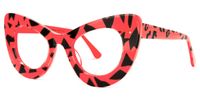 Cat Eye Red/Leopard Eyeglasses | Vooglam.com Front View